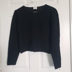 Wilfred Aritzia Cropped Mesh Long Sleeve Top Size M/L Black Bodycon Goth Grunge